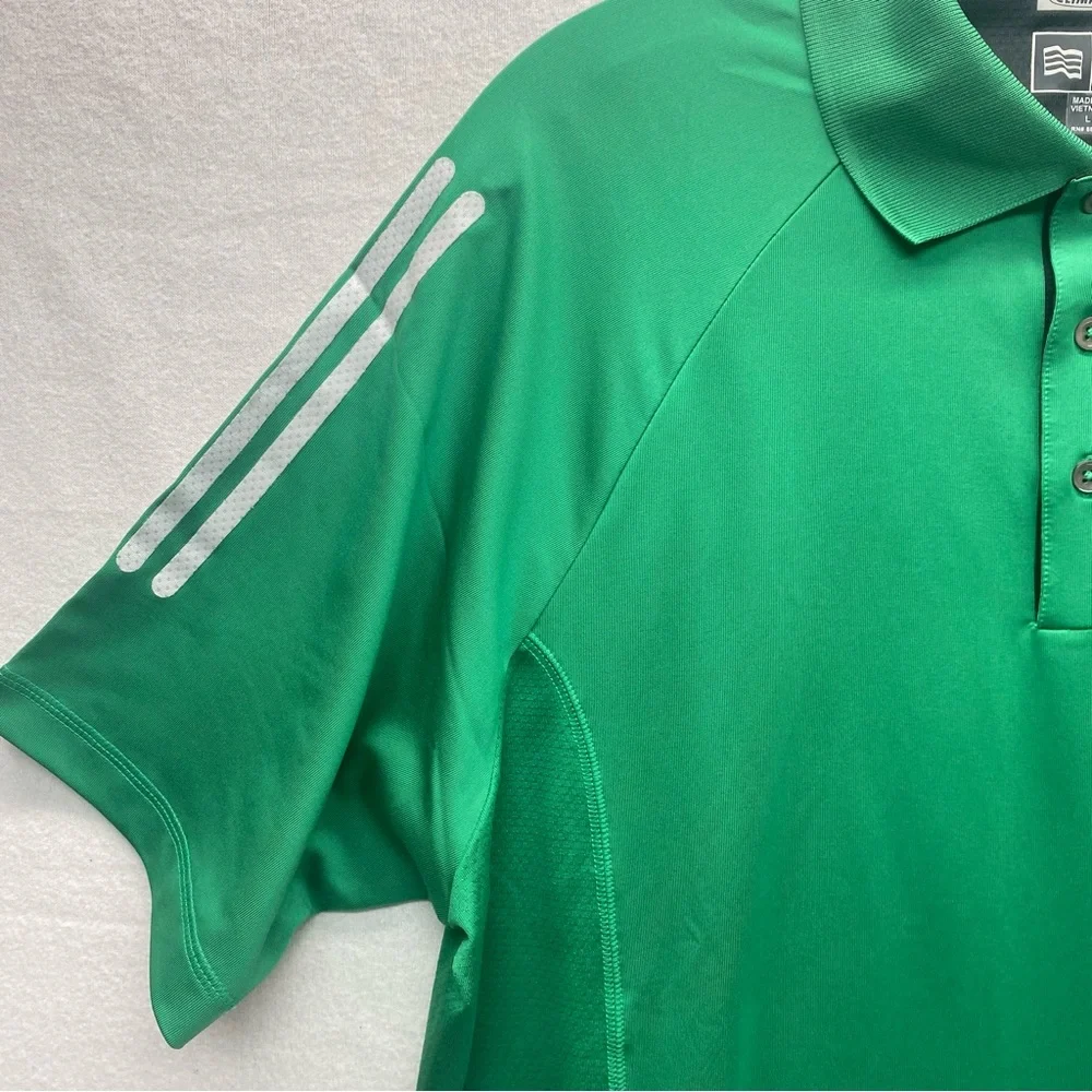 Adidas Clima Cool Mens Large Green White Golf Polo Faldo Golf Institute Marriott